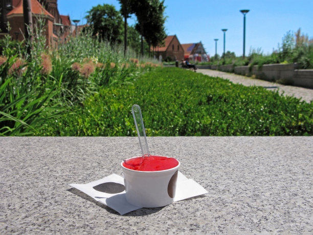 草莓或西瓜冰淇淋在一个杯子图片下载