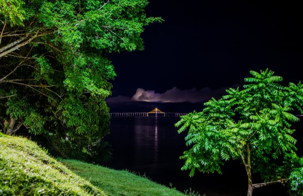夜空下的湖景图片下载