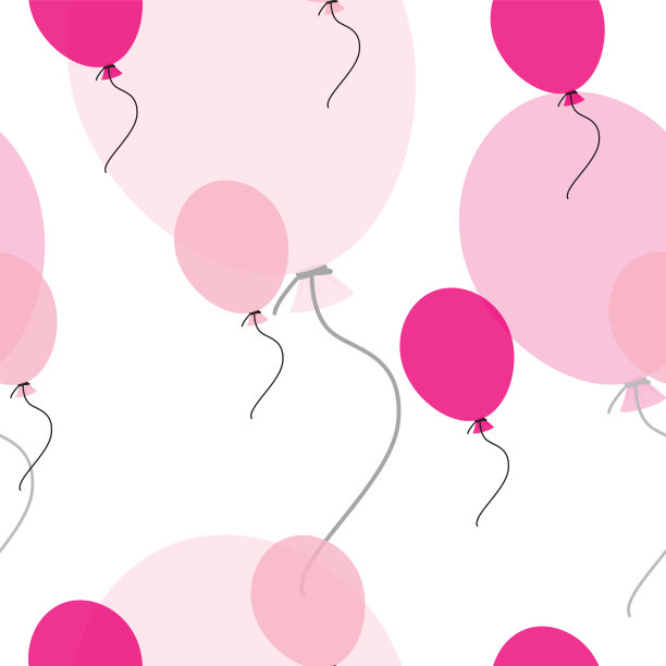 无缝模式与粉色气球矢量图片下载