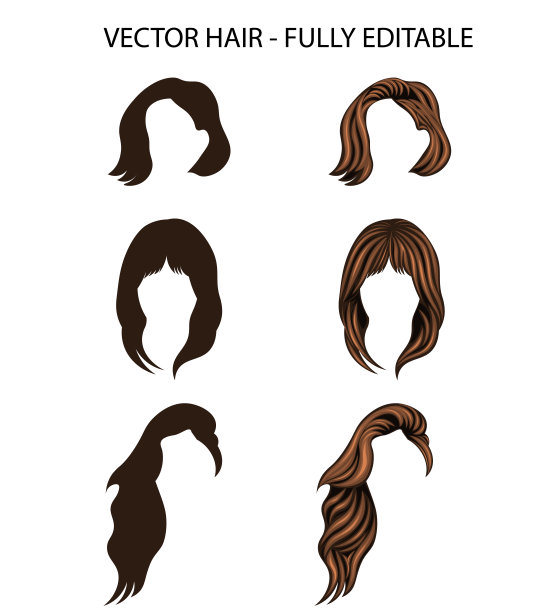 女性发型矢量图图片下载