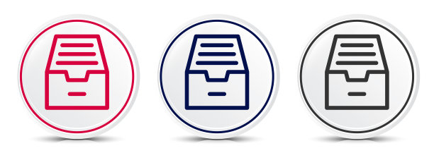 文件夹档案柜图标水晶平面圆形按钮设置插图设计图片下载