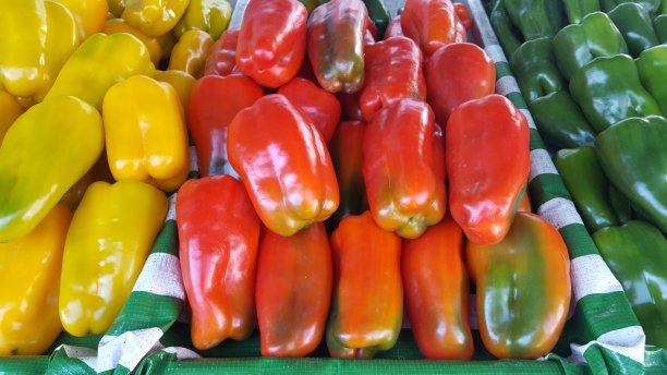 街头市场上卖的一群红辣椒图片下载