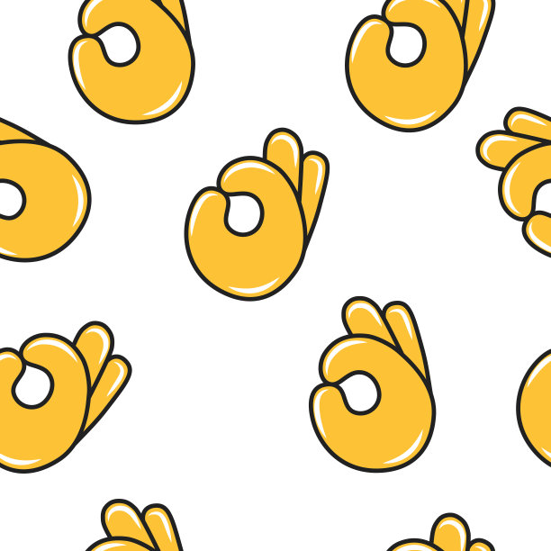 手的表情无缝模式。聊天表情符号图标背景。手势和手势。图片下载