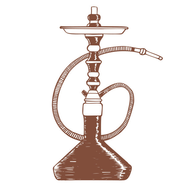 孤立的水烟在白底手绘风格图片下载