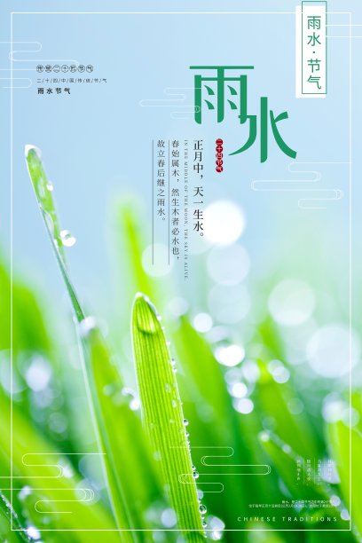 时尚雨水二十四节气海报素材图片