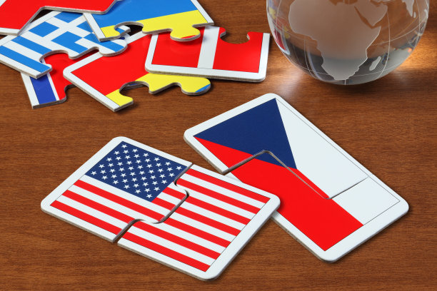 美国和捷克国旗的拼图图片下载