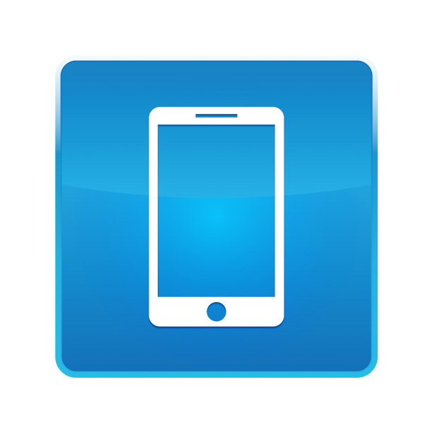 智能手机图标闪亮的蓝色方形按钮图片下载