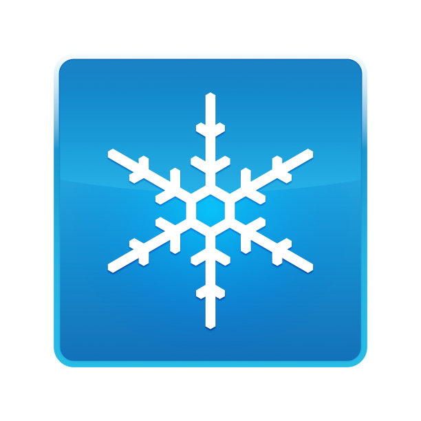 雪花图标闪亮的蓝色方形按钮图片下载