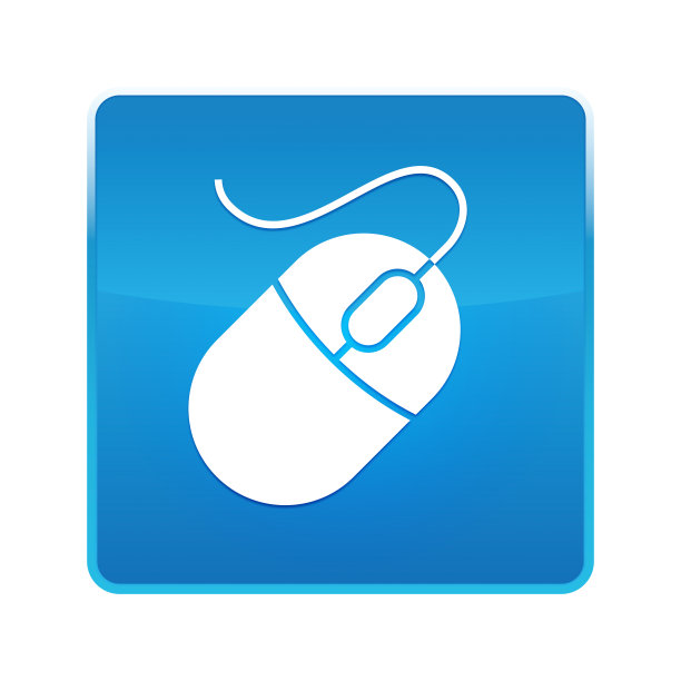 鼠标图标亮蓝色方形按钮图片下载