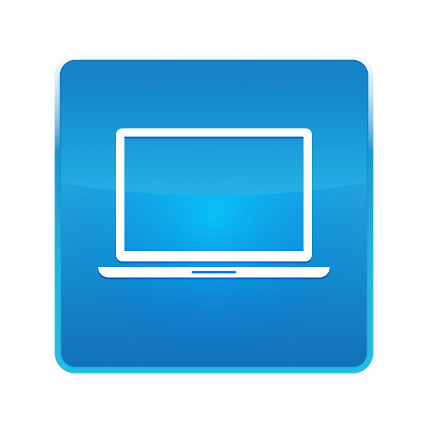 笔记本电脑图标闪亮的蓝色方形按钮图片下载