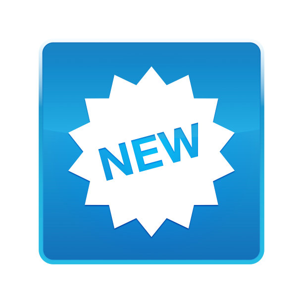 新的星形徽章图标闪亮的蓝色方形按钮图片下载