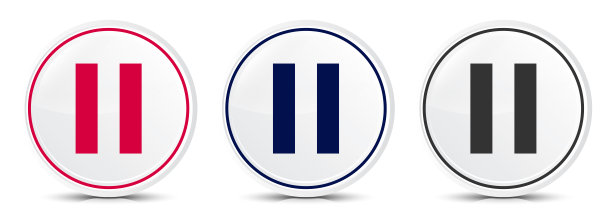 暂停图标水晶平圆按钮集插图设计图片下载