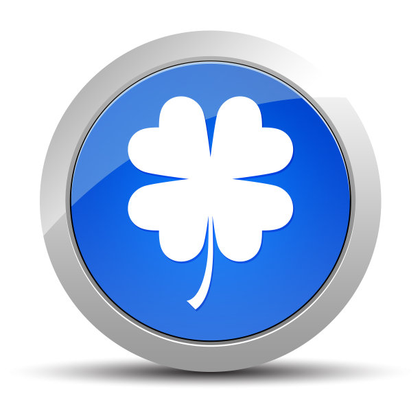 幸运四叶草图标蓝色圆形按钮插图图片下载