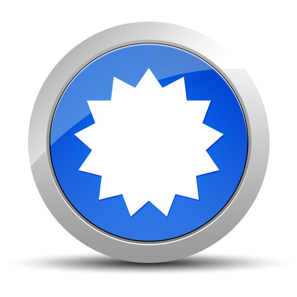 星形徽章图标蓝色圆形按钮插图图片下载
