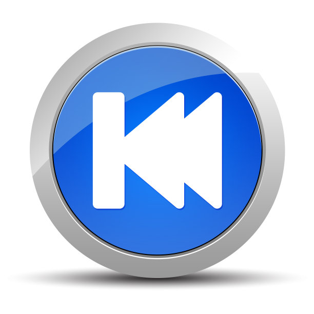 以前的轨道播放列表图标蓝色圆形按钮插图图片下载