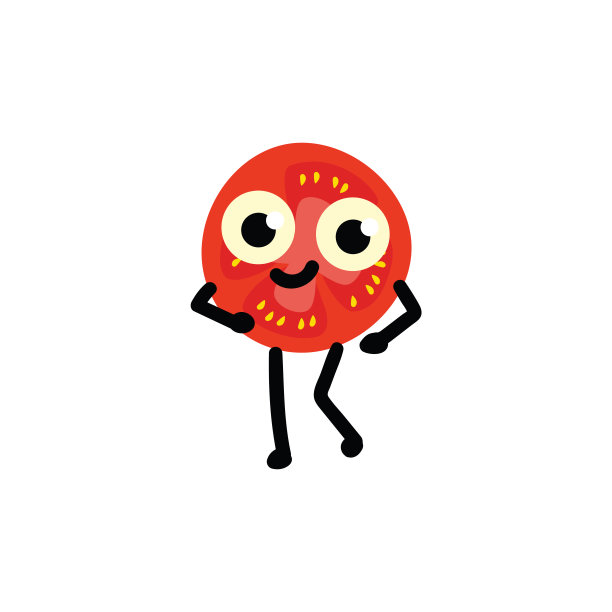 矢量插图的番茄卡通人物孤立在白色的背景。图片下载
