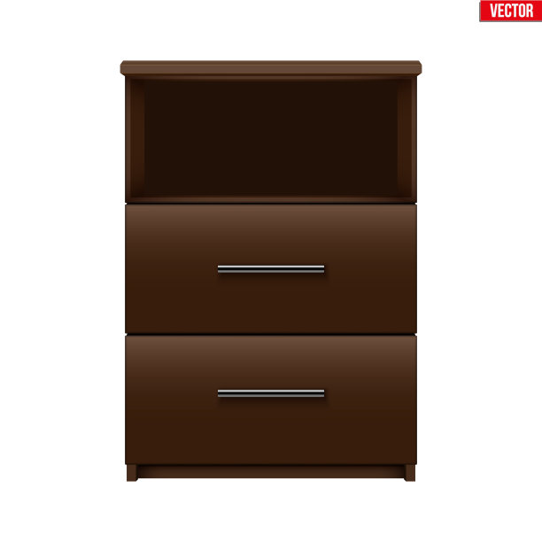 白色背景上孤立的现代床头柜图片下载