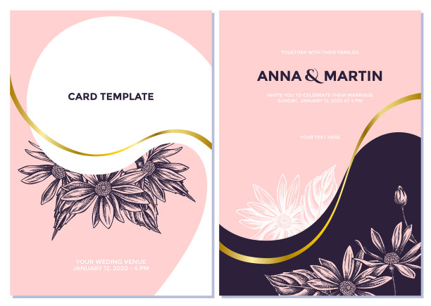 婚礼邀请卡与粉红色的耶路撒冷洋蓟图片下载