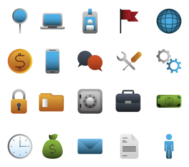 捆绑商务多彩的集合图标图片下载