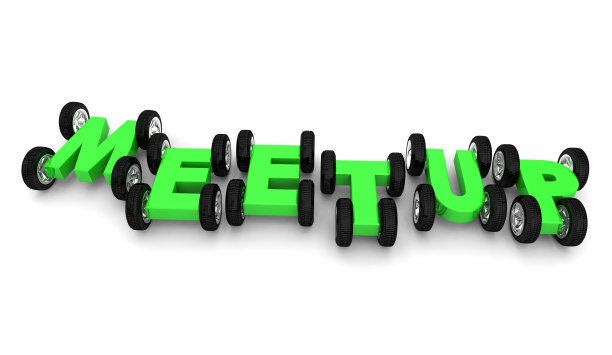 Meetup加入会议参与汽车车轮字母3d插图图片下载