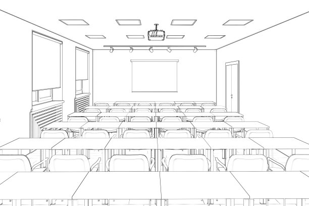 会议厅的草图。图片下载