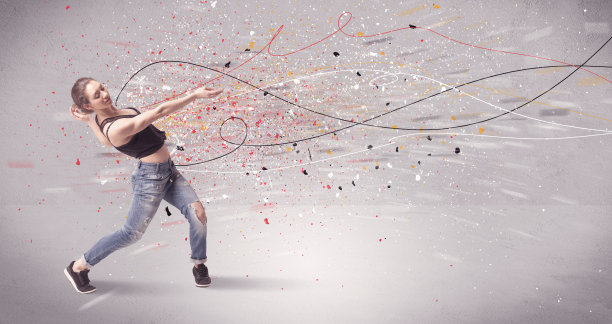 城市舞蹈与线条和飞溅图片下载