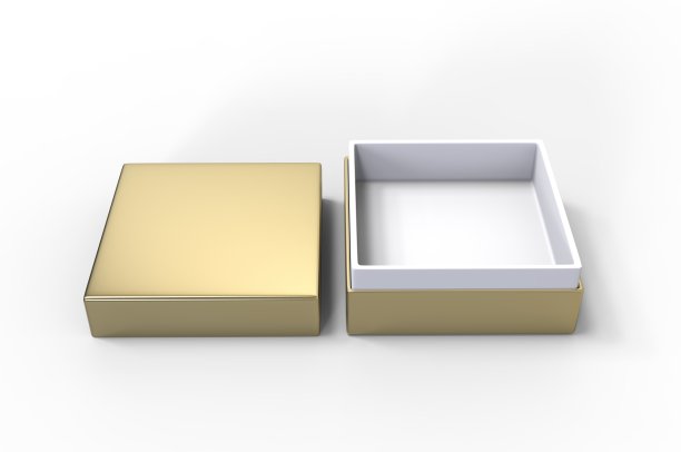 白色空白豪华硬颈盒与内部foxing品牌展示和模拟，3d插图。图片下载