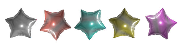 一套彩色箔星星气球对象的生日聚会。图片下载