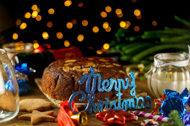 圣诞快乐，圣诞朗姆酒蛋糕图片下载