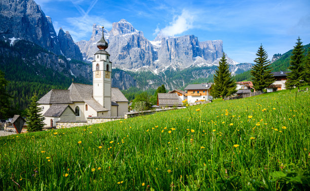 教堂，白云石，南蒂洛尔，阿尔卑斯山，意大利，欧洲图片下载