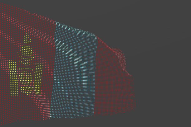 漂亮的数字图片蒙古孤立旗由发光的点波在灰色的背景-任何盛宴旗3d插图图片下载