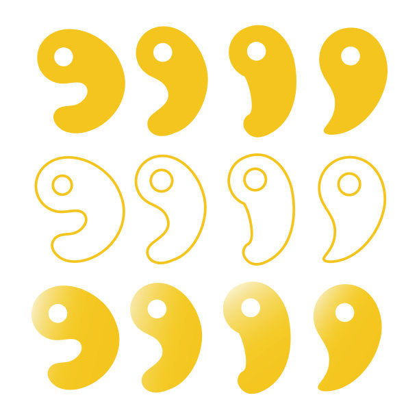 一套类型的magatama(各种形状)矢量插图图片下载