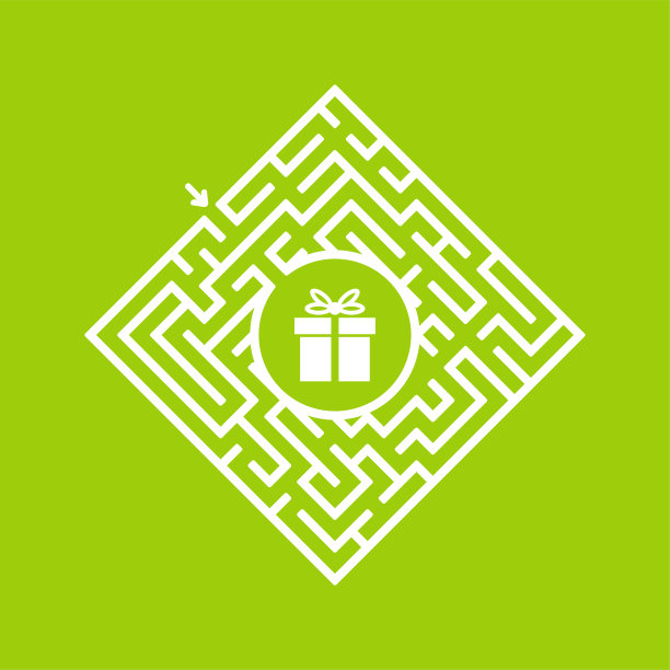 彩色菱形迷宫。孩子们的游戏。儿童益智游戏。找到通往礼物的正确道路。迷宫难题。平面矢量插图隔离在彩色背景上。图片下载