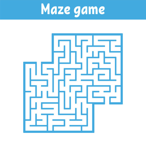 彩色方块迷宫。孩子们的游戏。儿童益智游戏。迷宫难题。平面矢量插图孤立在白色背景上。有你的形象的地方。图片下载