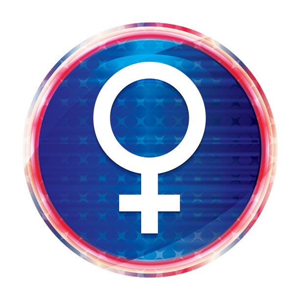 女性符号图标花式蓝色圆形按钮图片下载