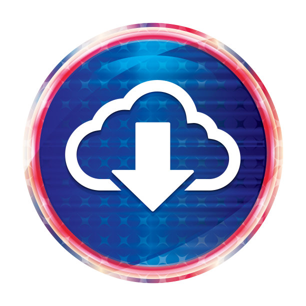 云下载图标花式蓝色圆形按钮图片下载