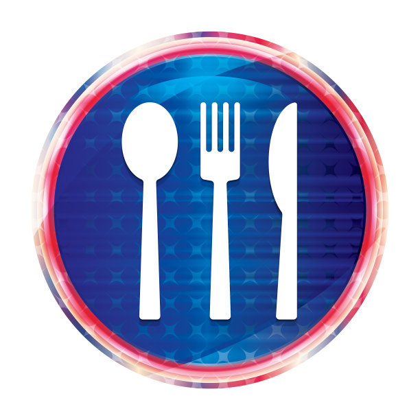 餐具图标花哨的蓝色圆形按钮图片下载