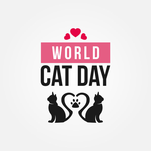 世界猫日矢量标志设计图片下载
