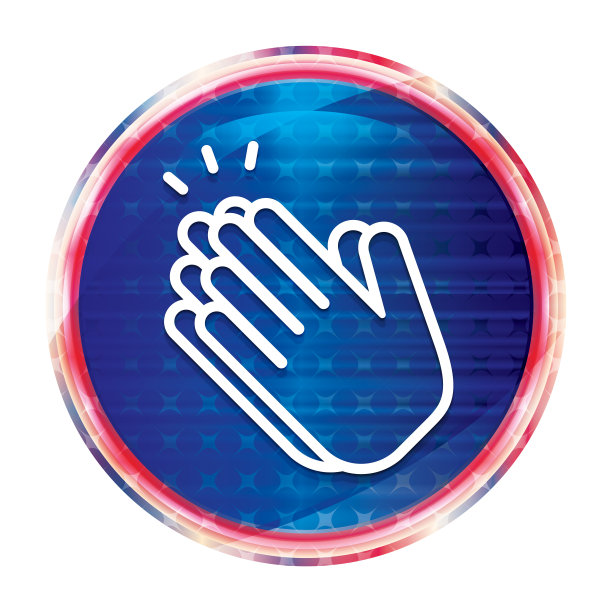 手拍图标花式蓝色圆形按钮图片下载