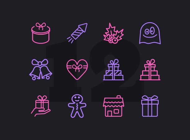 节日装饰线条图标集图片下载