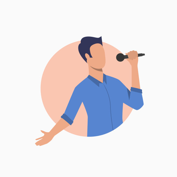 男人拿着麦克风唱卡拉ok图片下载