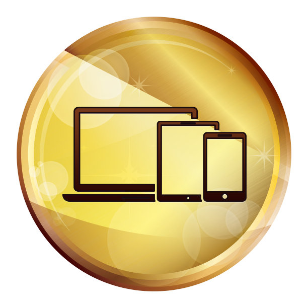 数字智能设备图标抽象棕色圆形按钮图片下载