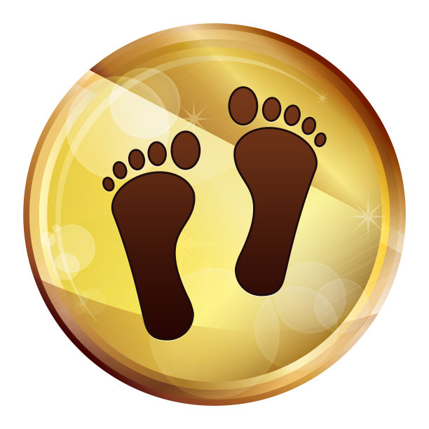 人类两个脚印图标抽象棕色圆形按钮图片下载