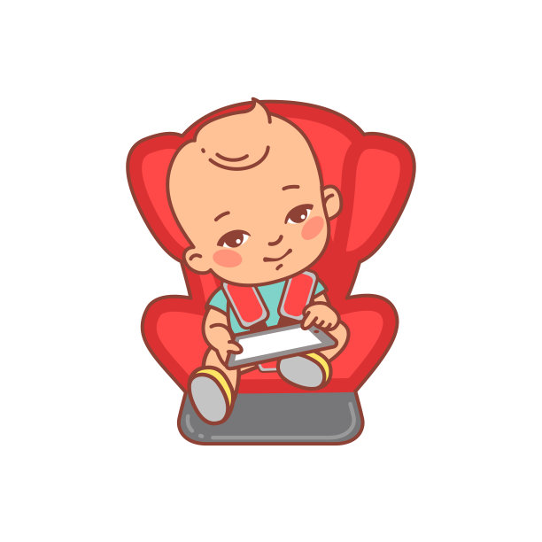 婴儿坐在安全座椅上。图片下载