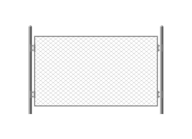 逼真的3d详细的铁链链铁丝网。向量图片下载