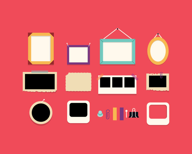 复古相框模板为您的照片。装饰矢量模板图片和画框的卡通风格。图片下载