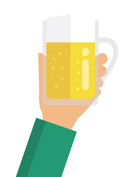 手拿啤酒/平面矢量插图图片下载