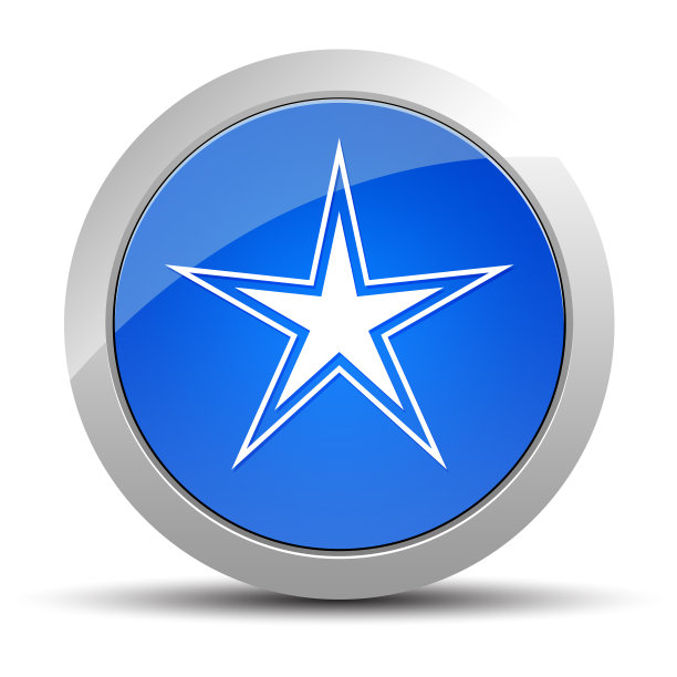 星形图标蓝色圆形按钮插图图片下载