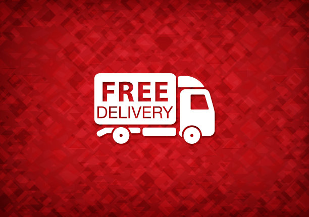 免费送货卡车图标红色背景图片下载