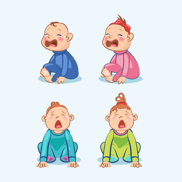 小男孩和小女孩坐着哭，嘴巴张得大大的图片下载